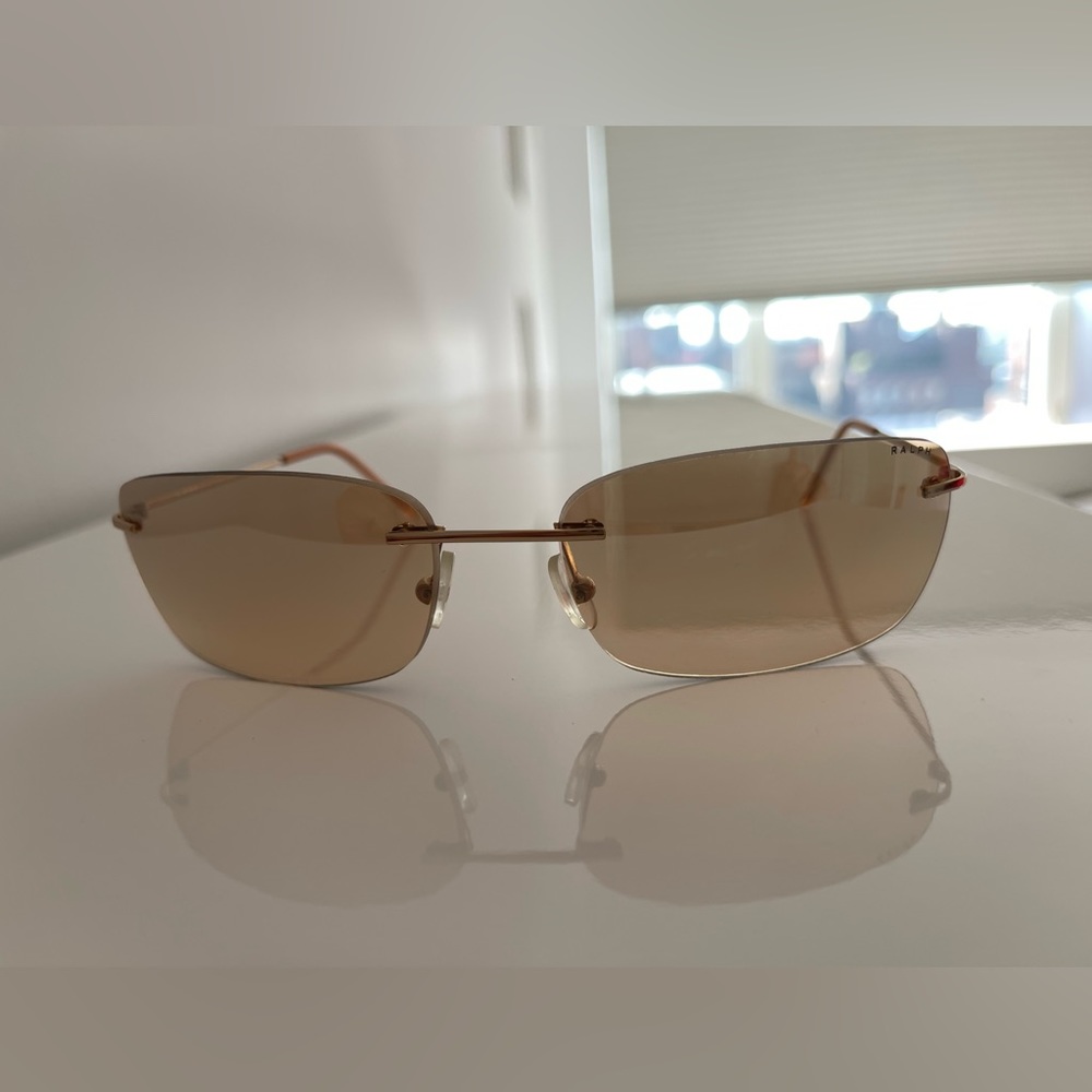 Ralph Lauren Gold Rimless Rectangular Sunglasses - Picture 2 of 7